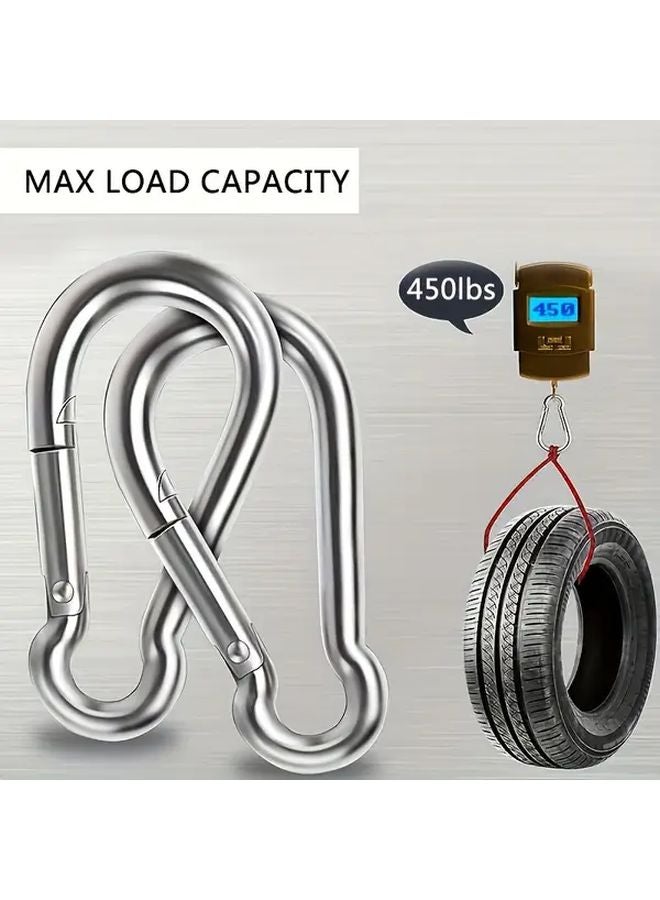 4 قطع من خطاطيف الينابيع الفولاذية المقاومة للصدأ D الشكل الثقيلة من نوع 304 فضي - Image 4