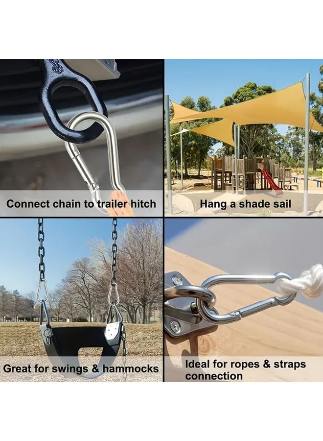 4 قطع من خطاطيف الينابيع الفولاذية المقاومة للصدأ D الشكل الثقيلة من نوع 304 فضي - Image 5