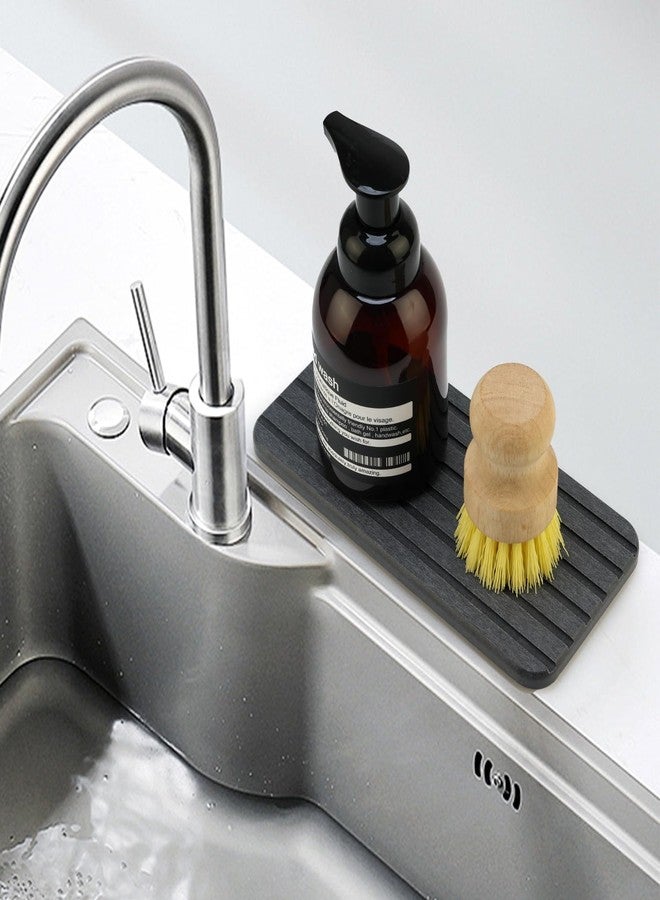 Deceram Diatomite Stone Sink Tray Drying Mat for Kitchen Sink Bathroom Counter Trays Diatomaceous Earth Dish Water Absorbing Stone Quick Dry Soap Tray Dispenser Holder Black Bathroom Decor Accessories - Image 2