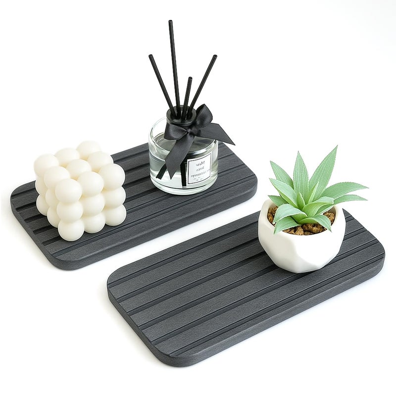 Deceram Diatomite Stone Sink Tray Drying Mat for Kitchen Sink Bathroom Counter Trays Diatomaceous Earth Dish Water Absorbing Stone Quick Dry Soap Tray Dispenser Holder Black Bathroom Decor Accessories - Image 1