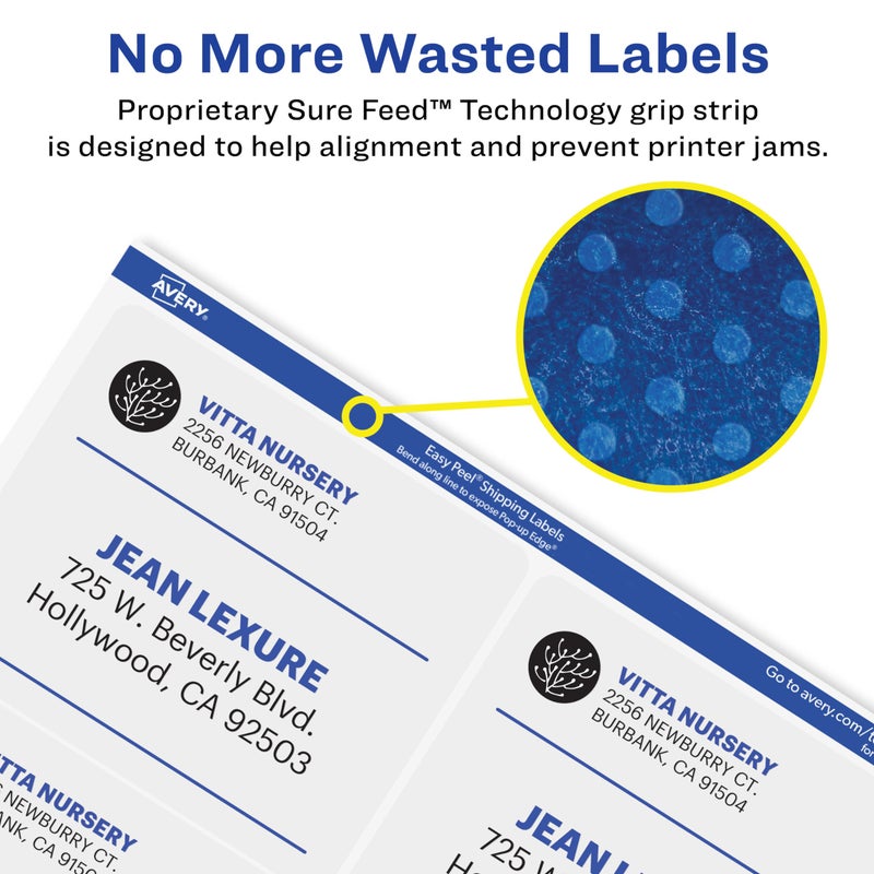 Avery Printable Shipping Labels with Sure Feed, 3-1/3" x 4", Matte Clear, 300 Blank Mailing Labels (5664) - Image 3