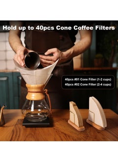 ELFSA Cherry Base Coffee Filter Holder Pure Brass Coffee Filter Paper Storage Rack Filter Paper Container Stand Suitable For V60 And Fan Shape And Flat-Bottomed Pour Over Filter Paper  - Image 5