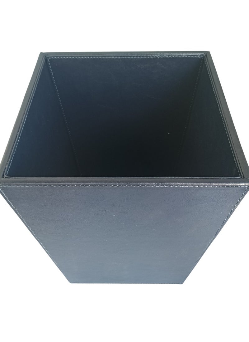 Pearl Coast International Pearl Coast Classic Leather Trash Cans Waste Paper Basket, Storage Bin for Bathroom, Kitchen, Office and High Class Hotel (BLUE) 28x18 cm  - Image 2