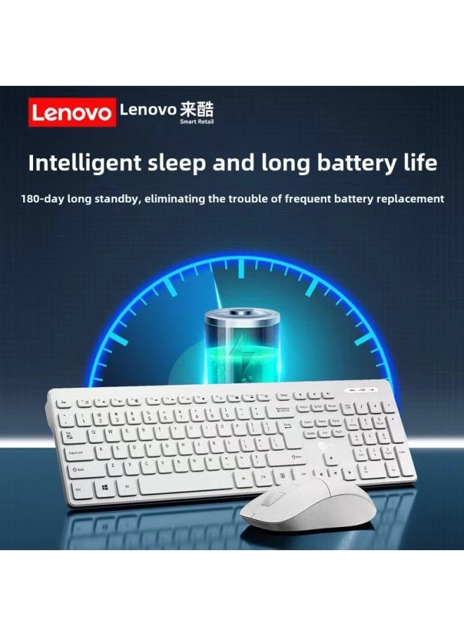 ماركة غير محددة - To Cool KW201 بدلة ماوس لوحة المفاتيح اللاسلكية، توفير الطاقة الذكي 2.4G، بدلة لوحة مفاتيح كمبيوتر مكتبية للأعمال - مواصفات الدفعة: مجموعة لوحة مفاتيح وماوس لاسلكية Aoc Km210 [أبيض] - Image 1