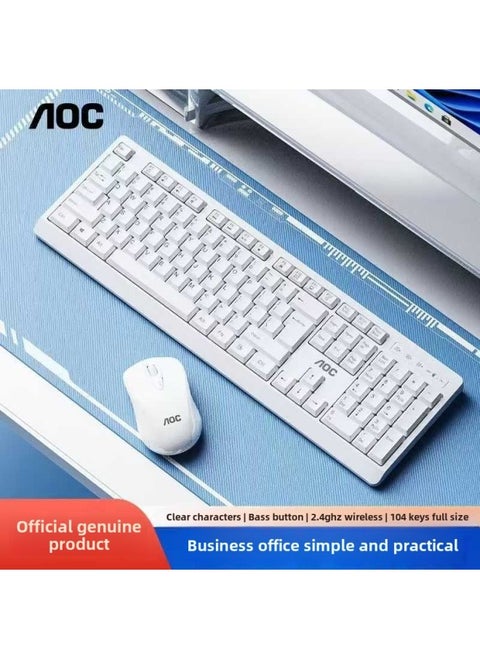 To Cool KW201 بدلة ماوس لوحة المفاتيح اللاسلكية، توفير الطاقة الذكي 2.4G، بدلة لوحة مفاتيح كمبيوتر مكتبية للأعمال - مواصفات الدفعة: مجموعة لوحة مفاتيح وماوس لاسلكية Aoc Km210 [أبيض]