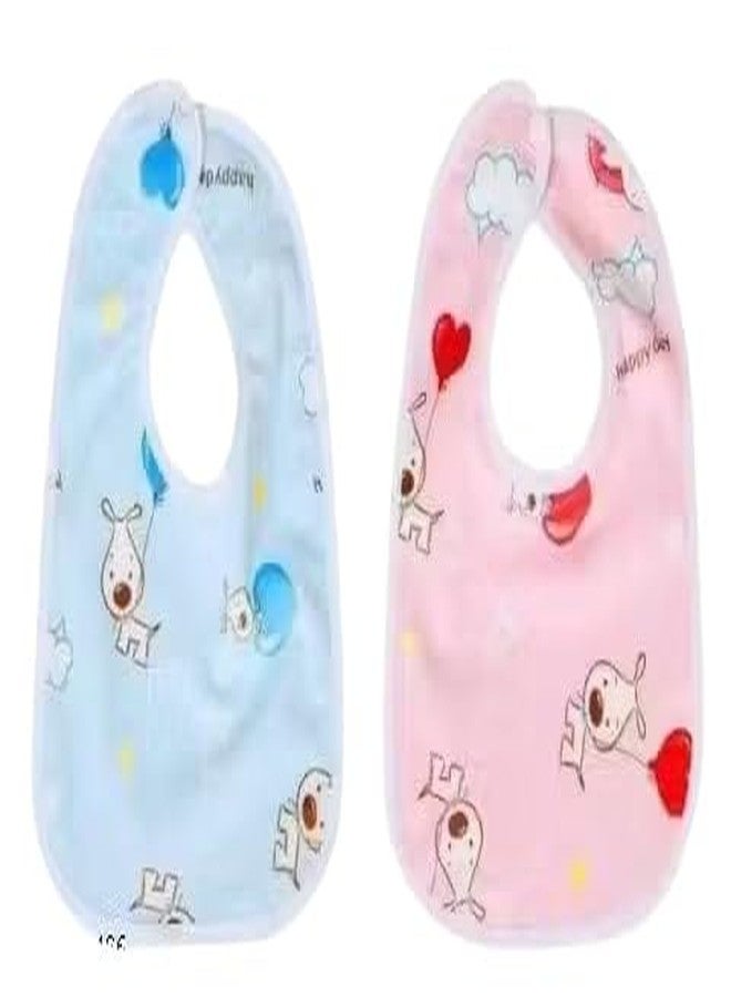 Joy Buzz Waterproof Spill Resistant Baby Feeding Printed Cotton Bibs With Snap Button Closure for 0 to 12 months new born baby/toddler - Pack of 2 (Multicolor 2) - Image 1