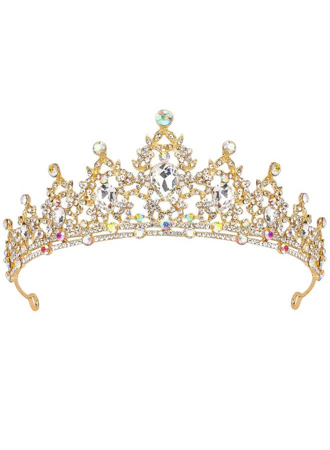 SuPoo Crowns for Women Gold Tiara and Crown Queen Birthday Tiara AB Crystal Headband Rhinestone Hair Accessories Shiny Princess Decoration for Wedding Party Prom Gifts - Image 1
