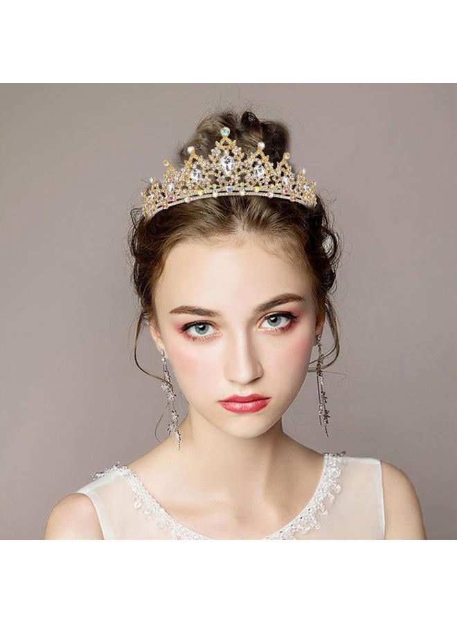 SuPoo Crowns for Women Gold Tiara and Crown Queen Birthday Tiara AB Crystal Headband Rhinestone Hair Accessories Shiny Princess Decoration for Wedding Party Prom Gifts - Image 2