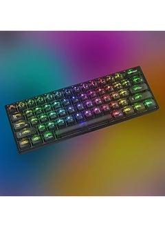 K617CTB-RGB 60% Wired RGB Gaming Keyboard, 61 Keys Compact Full-Transparent Mechanical Keyboard, BLACK