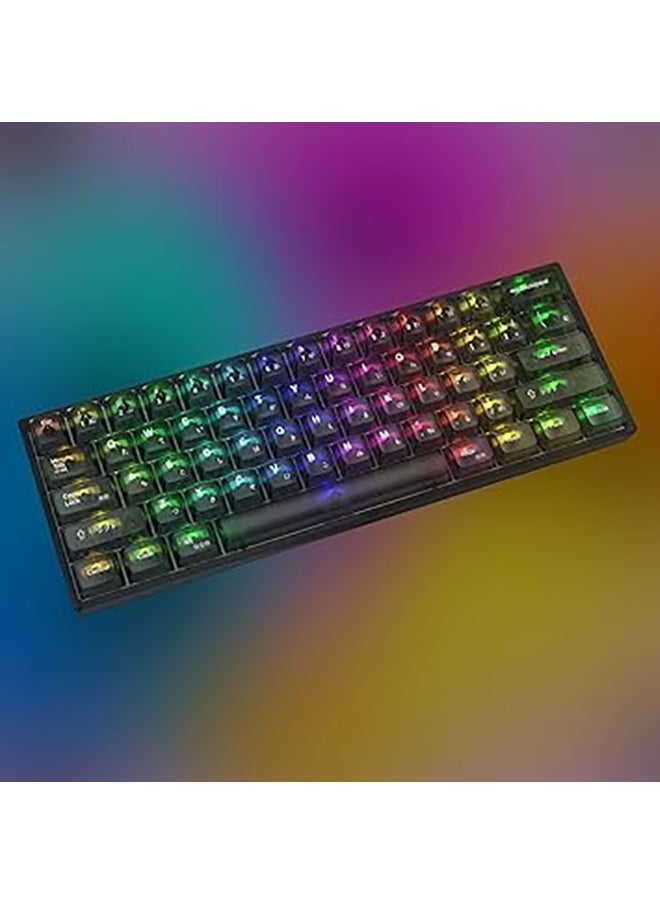 REDRAGON - K617CTB-RGB 60% Wired RGB Gaming Keyboard, 61 Keys Compact Full-Transparent Mechanical Keyboard, BLACK - Image 1