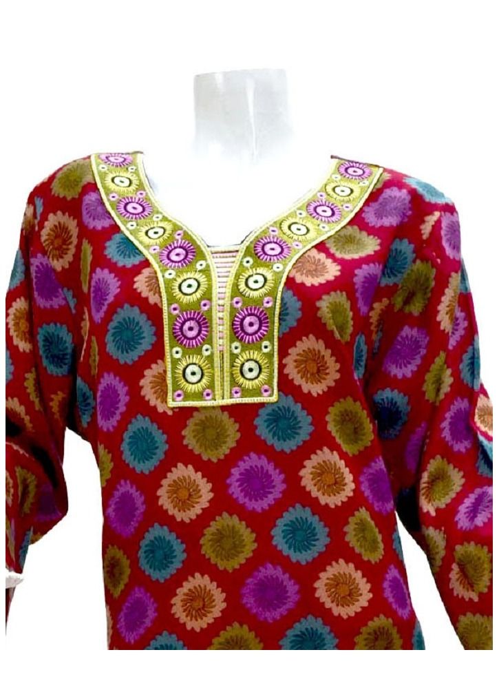 Elegant Women’s Home Jalabiya with Luxurious Embroidery and Modern Wide Design – Long Sleeves and Printed Details – Perfect for Summer Comfort – Sizes M, L, XL, XXL  - Image 2