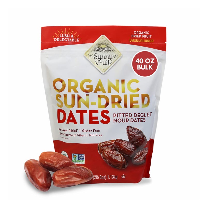 Sunny Fruit Organic Dried Pitted Deglet Nour Dates, 2.5 Pound Bulk Bag | No Preservatives, No Sugar Added | Healthy, Sweet Snack | ORGANIC, NON-GMO, VEGAN, HALAL, KOSHER - Image 1