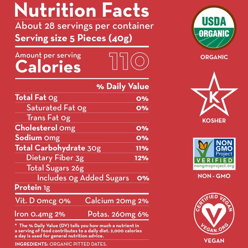 Sunny Fruit Organic Dried Pitted Deglet Nour Dates, 2.5 Pound Bulk Bag | No Preservatives, No Sugar Added | Healthy, Sweet Snack | ORGANIC, NON-GMO, VEGAN, HALAL, KOSHER - Image 2