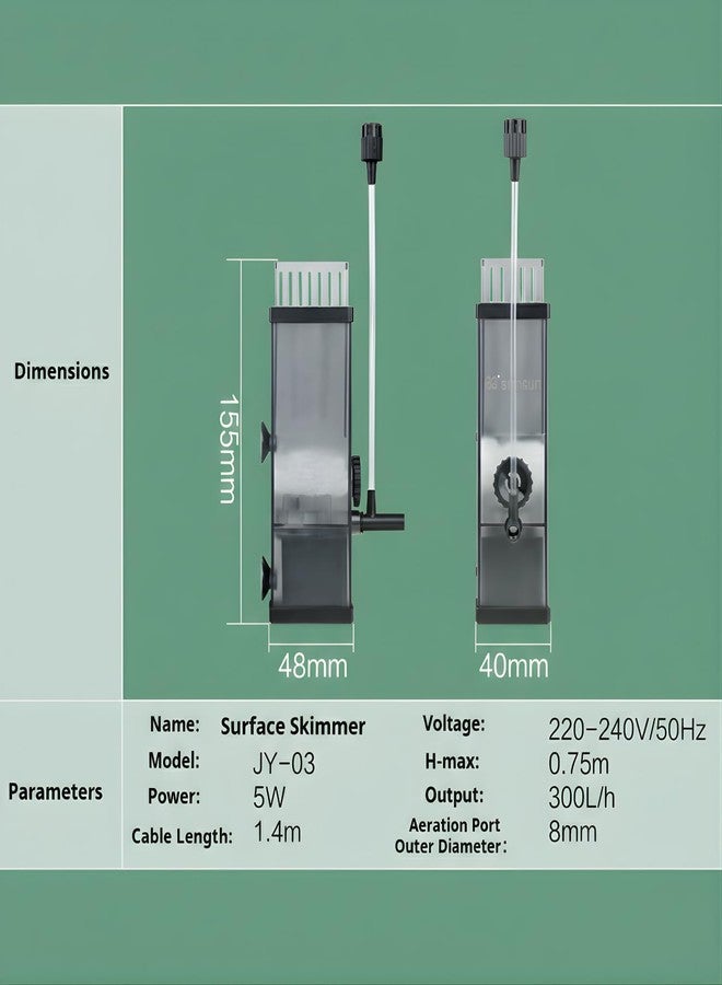 VAYINATO Sun-Sun JY Series Aquarium Fish Tank Surface Skimmer (JY-03 | 5W | 300L/H) - Image 5