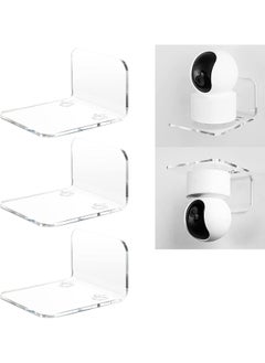Generic Acrylic Wall Shelf Trio (3-Pack) Premier for Security Cameras, Baby Monitors & Speakers No Drill Installation, High-Grade Adhesive Sleek Clear Design, Clips Optimal Display & Home Decor  - Image 1