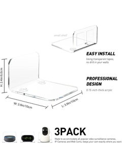 Generic Acrylic Wall Shelf Trio (3-Pack) Premier for Security Cameras, Baby Monitors & Speakers No Drill Installation, High-Grade Adhesive Sleek Clear Design, Clips Optimal Display & Home Decor  - Image 4
