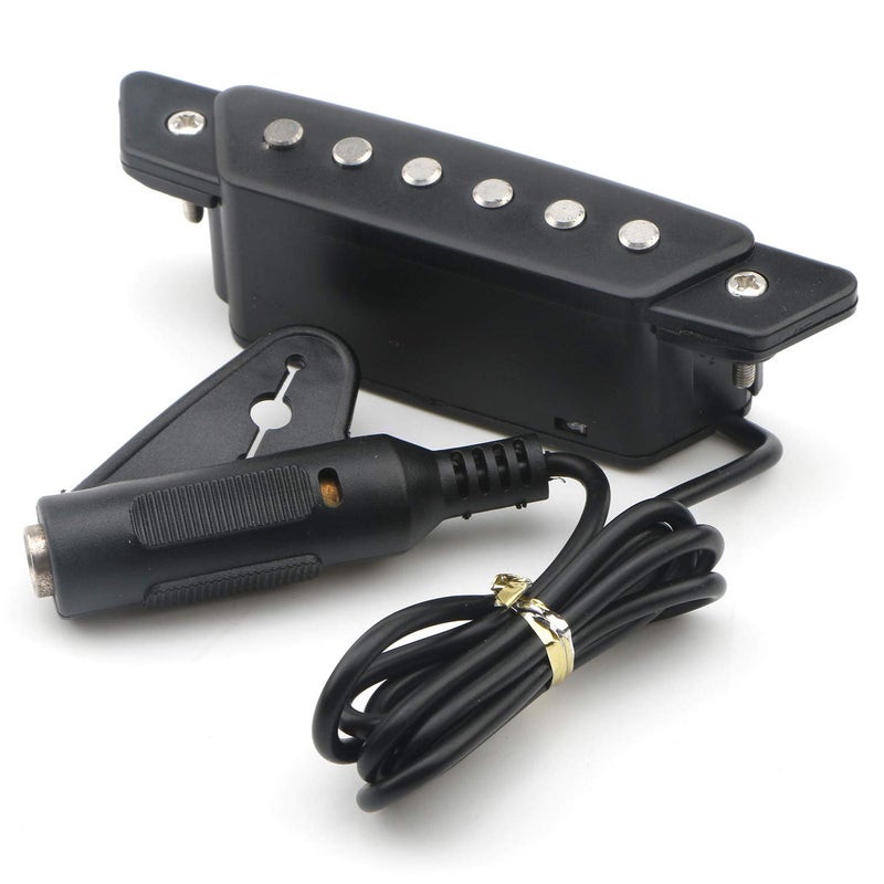 Swhmc 1pcs 6-String SH-85 Soundhole Pickup EQ Preamp Pickup with Active Power Jack for Folk Acoustic Guitar, Ukulele (Sanding Black) - Image 1