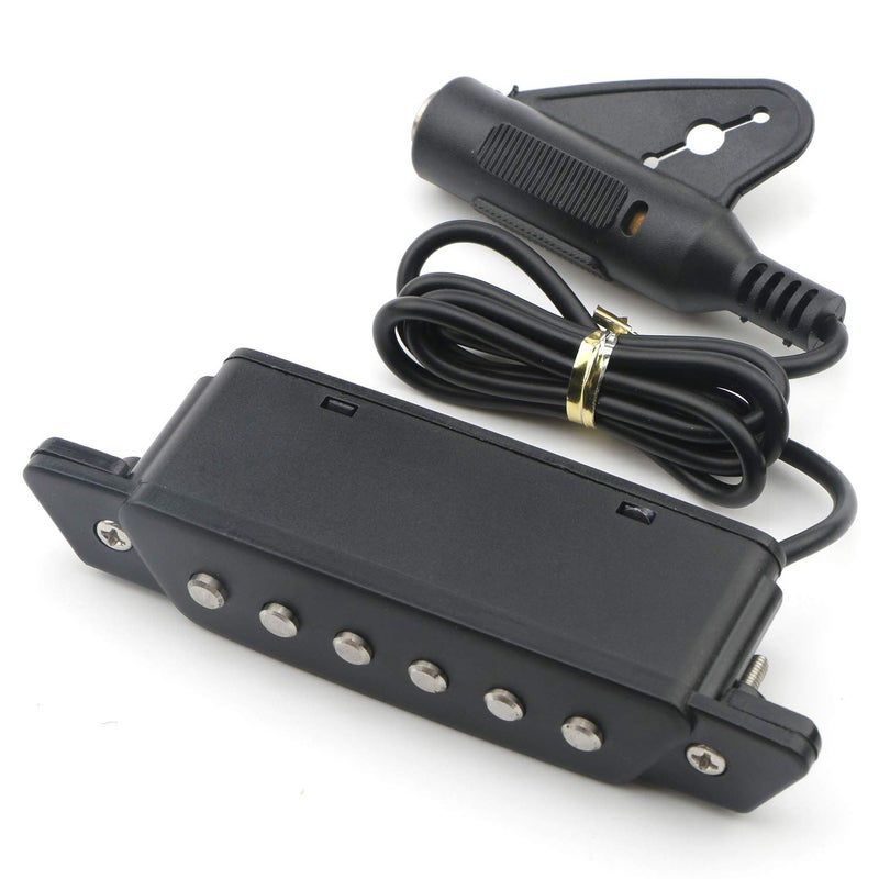 Swhmc 1pcs 6-String SH-85 Soundhole Pickup EQ Preamp Pickup with Active Power Jack for Folk Acoustic Guitar, Ukulele (Sanding Black) - Image 2