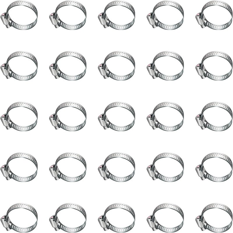Juasky 30pcs Adjustable Worm Gear Hose Clamp Stainless Steel Pipe Clamps, 1/2"-3/4"(13-19mm) Tube Clamp Tool for Water Pipe, Plumbing, Fuel Line,Intercooler - Image 1