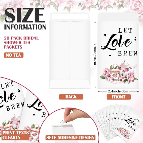 Skybooly 50 Sets Bridal Shower Tea Party Favors for Guests Include Tea Bags and Self Adhesive Kraft Paper Envelopes Thank You Tags Organza Bags Bridal Party Favors Wedding Gift (Pink) - Image 2