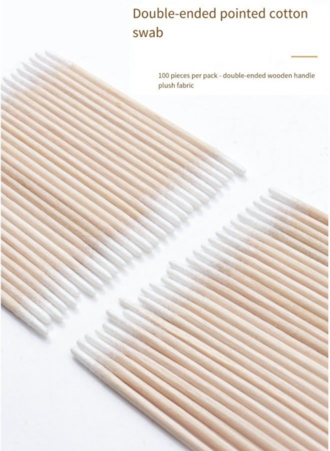 Generic 100 Pieces Disposable Double-Headed Cotton Swabs Pointed Wooden Sticks Makeup Sticks Cosmetic Applicator Sticks  - Image 2