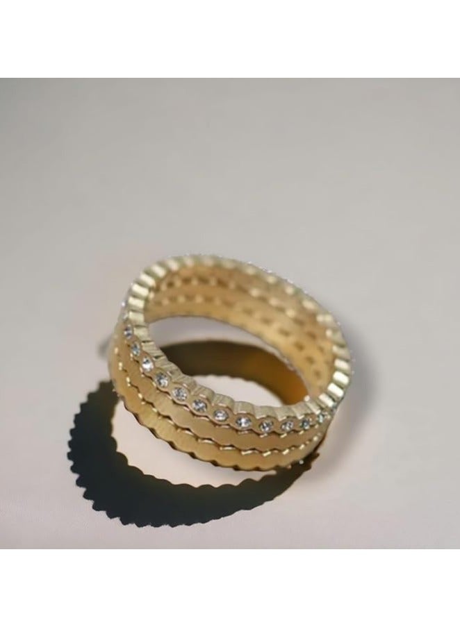 بونكا خواتم بونكا المتلألئة للنساء والفتيات  ثلاث حلقات ذهبية لامعة - Image 4