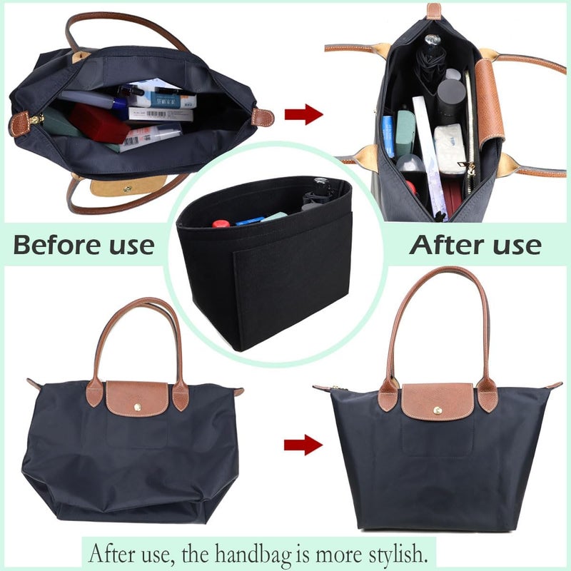 Lckaey Purse Organizer Insert for longchamp organizer insert(Large) Handbags Organizer 1012black2-L AG - Image 4