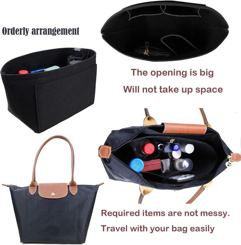 Lckaey Purse Organizer Insert for longchamp organizer insert(Large) Handbags Organizer 1012black2-L AG - Image 3