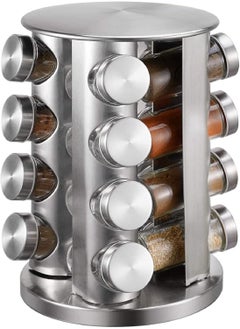 Spice Rack With 16 Jars, Countertop Spice Tower, Round Spice Rack, Countertop Spice Rack, Revolving Spice Rack Organizer for Seasoning Dried Herbs