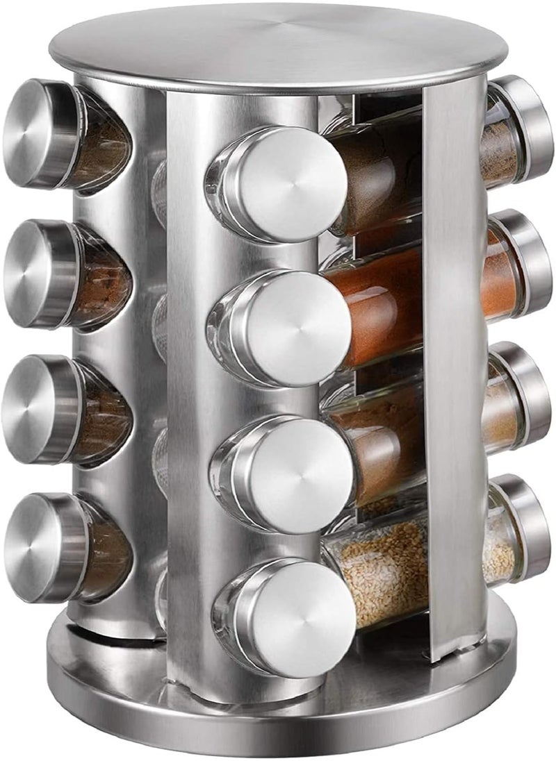 ELTRAZONE - Spice Rack With 16 Jars, Countertop Spice Tower, Round Spice Rack, Countertop Spice Rack, Revolving Spice Rack Organizer for Seasoning Dried Herbs - Image 1