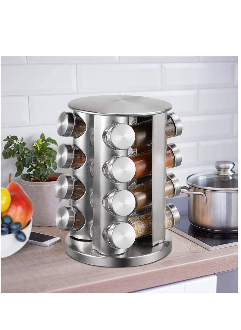 ELTRAZONE - Spice Rack With 16 Jars, Countertop Spice Tower, Round Spice Rack, Countertop Spice Rack, Revolving Spice Rack Organizer for Seasoning Dried Herbs - Image 1