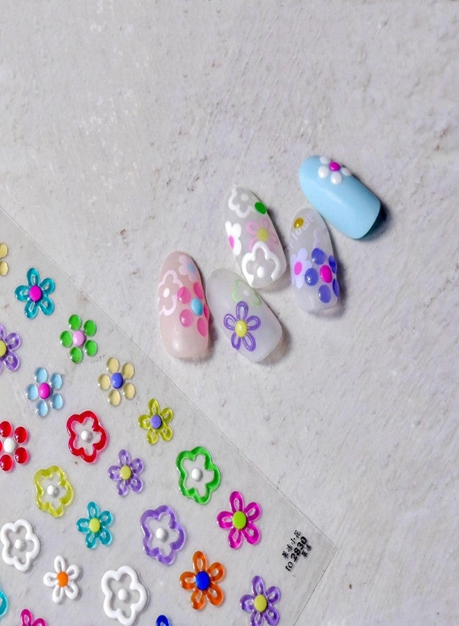 Dedyel 5D Flower Embossed Nail Art Stickers Cute Jelly Flower Daisy Sticker Colored Star Peach Heart Bow Jelly Nail Stickers for Women Girls Manicure Decoration - Image 3