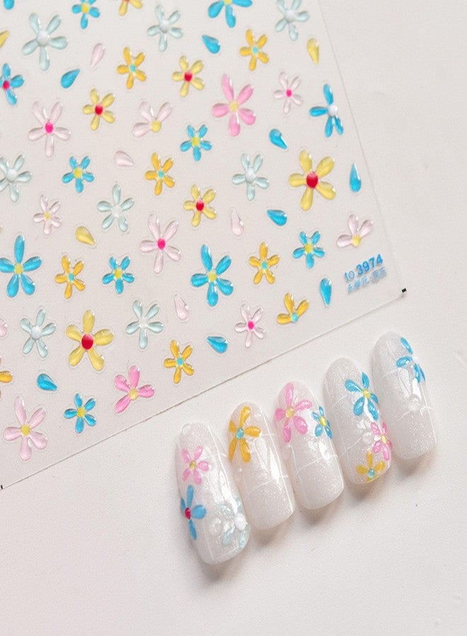 Dedyel 5D Flower Embossed Nail Art Stickers Cute Jelly Flower Daisy Sticker Colored Star Peach Heart Bow Jelly Nail Stickers for Women Girls Manicure Decoration - Image 5