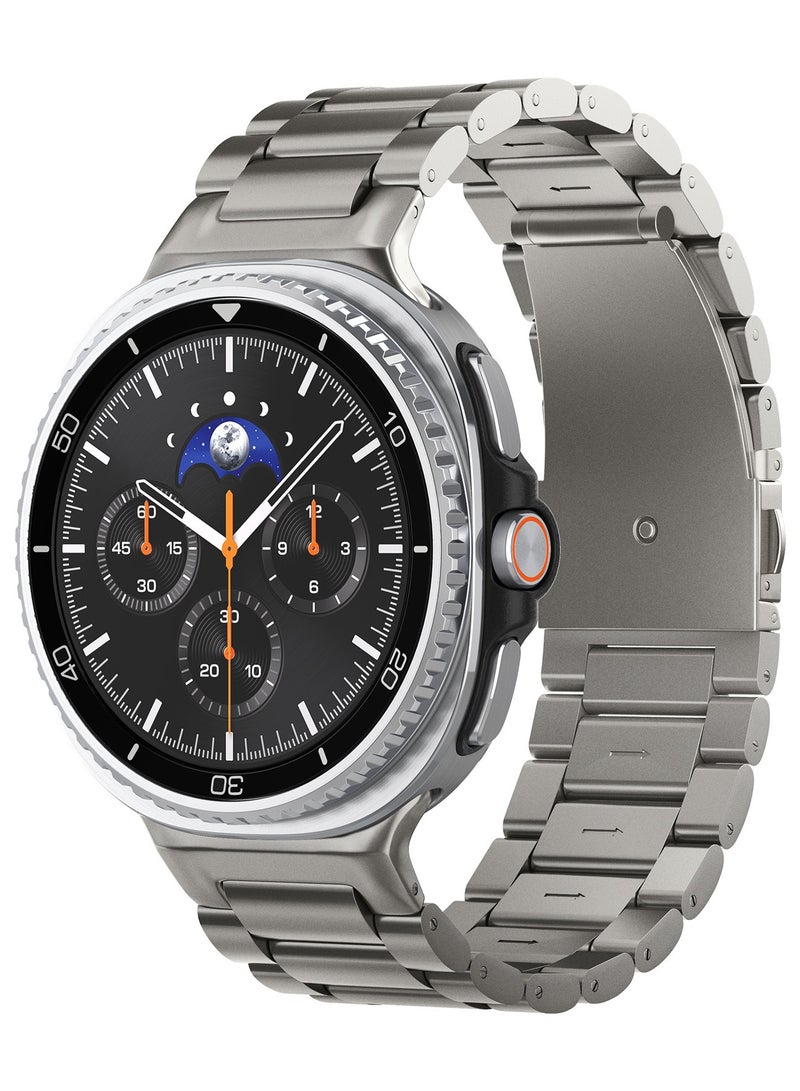 Spigen حزام تيتانيوم حقيقي بتصميم عصري لساعة سامسونج جالكسي ووتش 8 كلاسيك 46 مم، جالكسي ووتش 8 44/40 مم (2025) - تيتانيوم طبيعي - Image 1