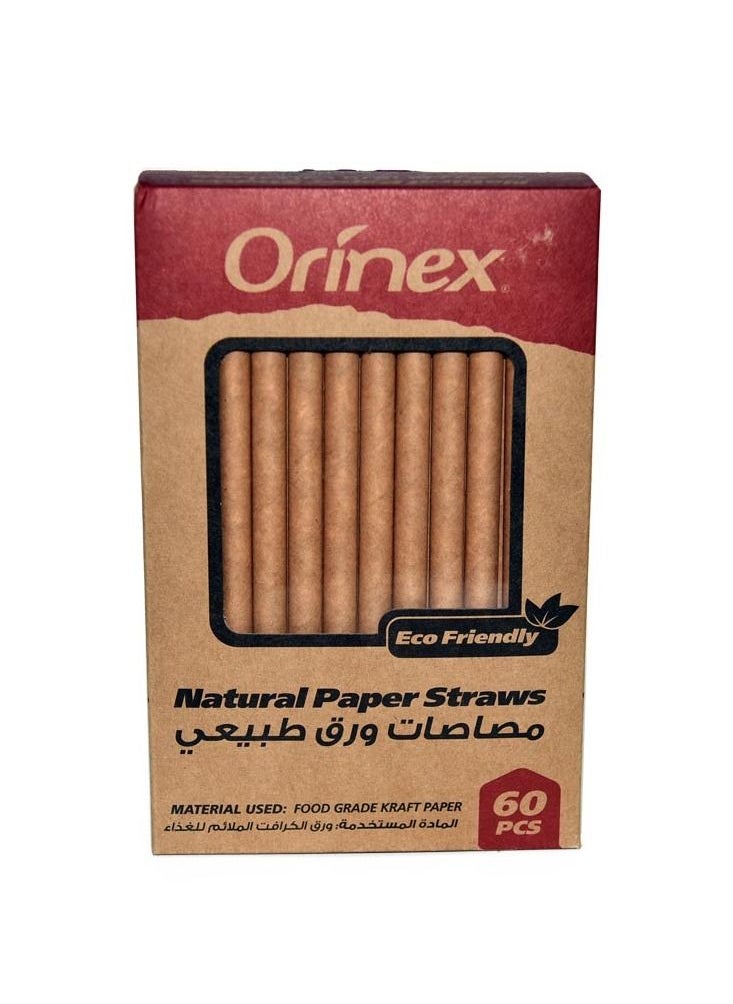 Orinex Natural Paper Straws 60 Pcs 