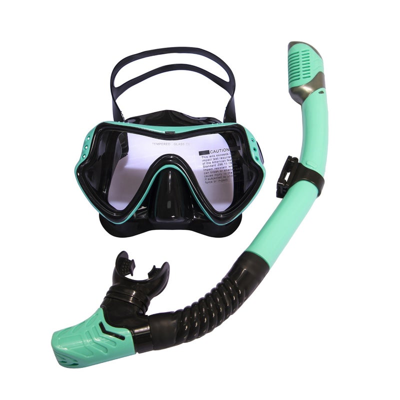 WU Large Frame Snorkel Mask Set with Breathing Tube, Tempered Glass, Liquid Silicone, Diving Goggles for Adults - Image 3