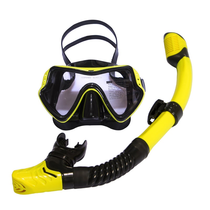 WU Large Frame Snorkel Mask Set with Breathing Tube, Tempered Glass, Liquid Silicone, Diving Goggles for Adults - Image 4