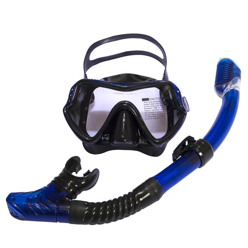 WU Large Frame Snorkel Mask Set with Breathing Tube, Tempered Glass, Liquid Silicone, Diving Goggles for Adults - Image 5