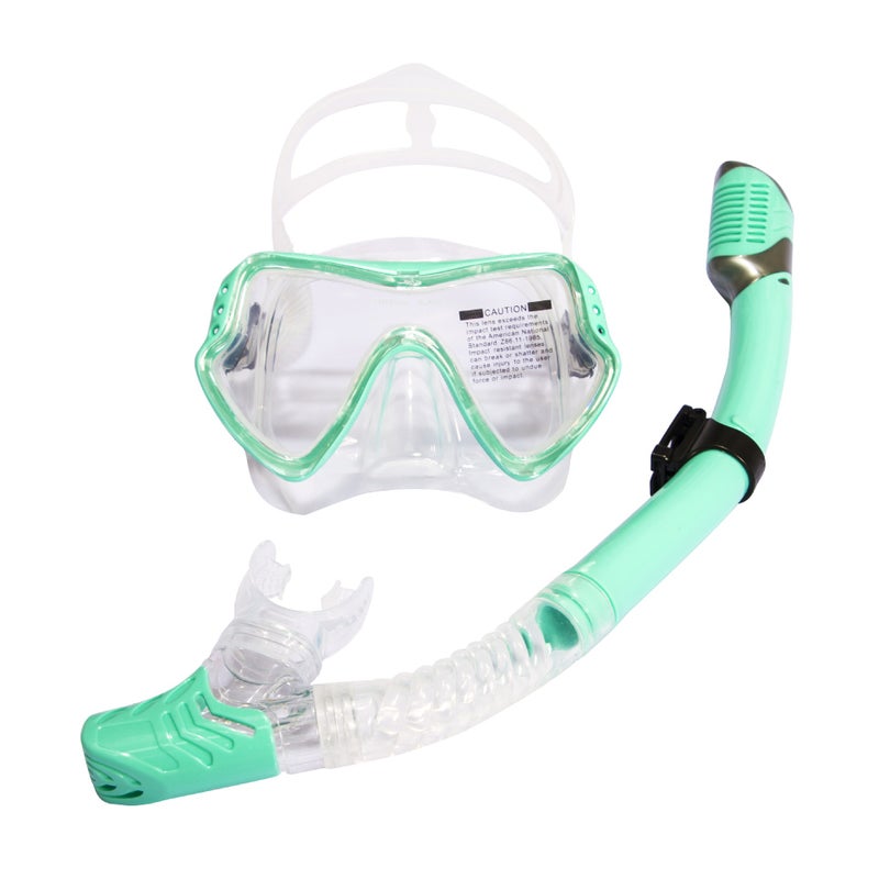 WU Large Frame Snorkel Mask Set with Breathing Tube, Tempered Glass, Liquid Silicone, Diving Goggles for Adults - Image 1