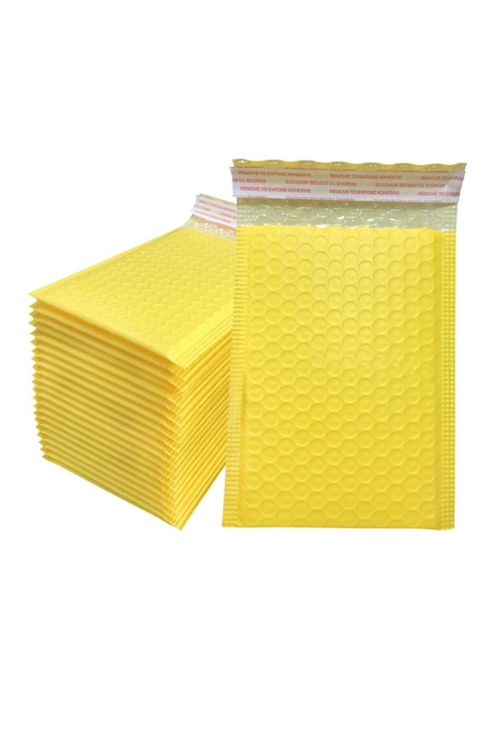 الواحة-TH عبوة من 20 كيسًا بريديًا فقاعيًا ذاتي الغلق مقاس 18×23 سم، كيس مبطن للتغليف والشحن باللون الأصفر - Image 1