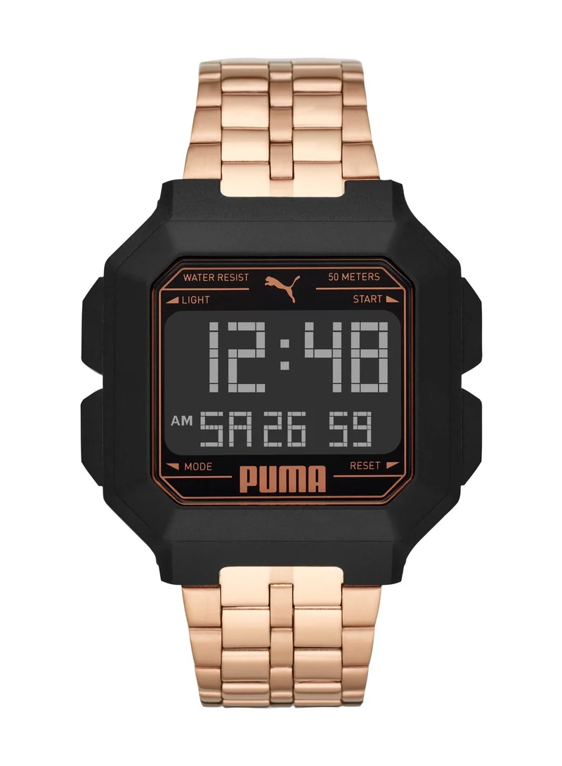 PUMA Digital Quartz Watch for Women With Rose Gold Stainless Steel Band- 5 ATM - PU P5035