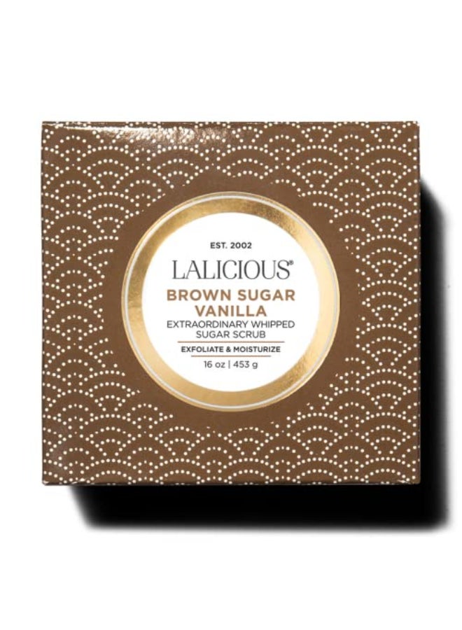 LALICIOUS سكر بني فانيليا لاليشس مقشر للجسم مرطب استثنائي مقشر للجسم مخفوق مقشر للجسم بلطف مقشر للجسم لبشرة متألقة خالي من البارابين 16 أونصة - Image 4
