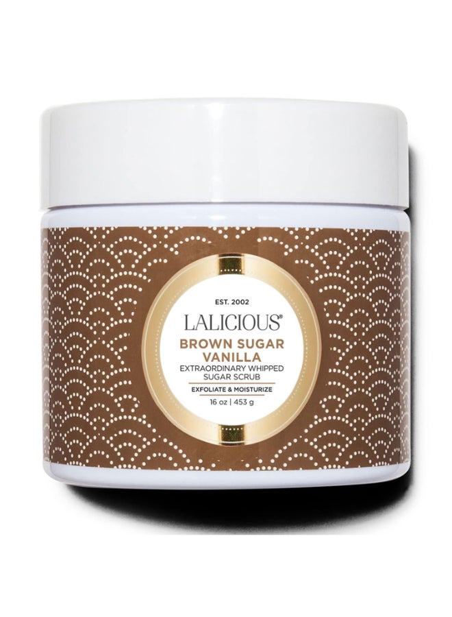LALICIOUS سكر بني فانيليا لاليشس مقشر للجسم مرطب استثنائي مقشر للجسم مخفوق مقشر للجسم بلطف مقشر للجسم لبشرة متألقة خالي من البارابين 16 أونصة - Image 3