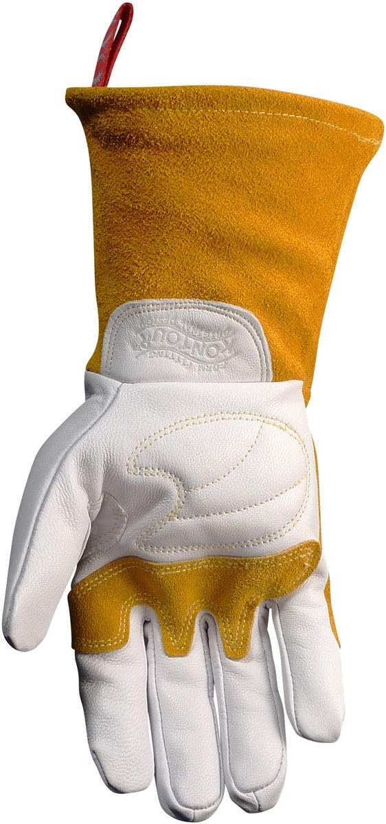 Caiman Caiman Premium Goat Grain TIGMIG Welding Gloves Split Cowhide Back Flame Resistant Back WhiteGold XLarge 18686  - Image 3
