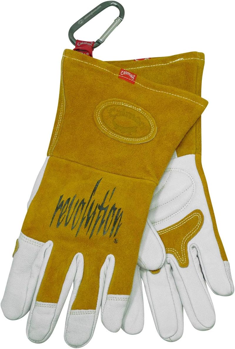 Caiman Caiman Premium Goat Grain TIGMIG Welding Gloves Split Cowhide Back Flame Resistant Back WhiteGold XLarge 18686  - Image 5