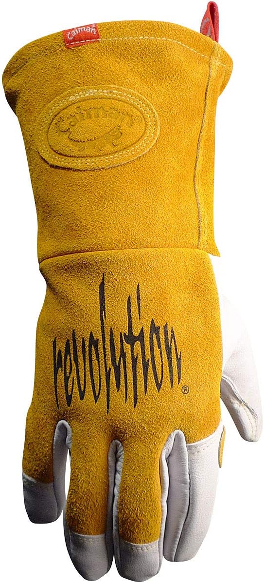 Caiman Caiman Premium Goat Grain TIGMIG Welding Gloves Split Cowhide Back Flame Resistant Back WhiteGold XLarge 18686  - Image 2