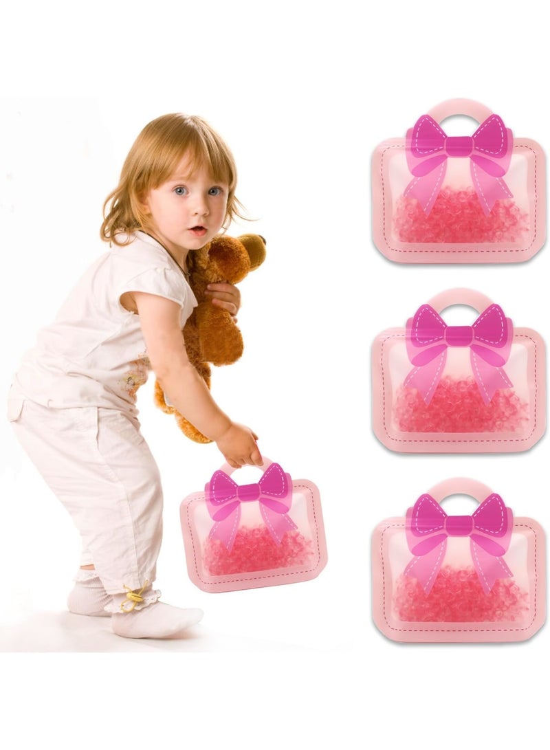 Zikra Bow Goodie Bags, 30 Pcs Pink Candy Bags with Handle Ziplock Seal, Waterproof Smell Proof, Resealable Packaging Storage Bags for Birthday, Baby Showers, Weddings Party Supplies - Image 3