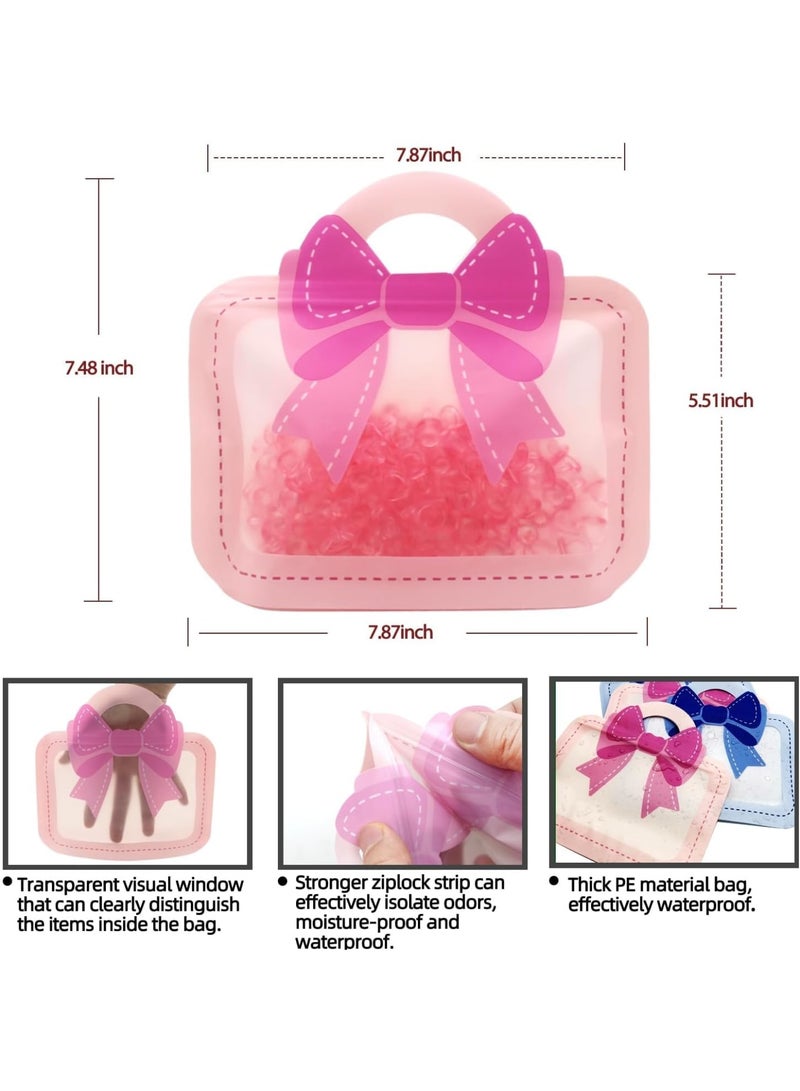Zikra Bow Goodie Bags, 30 Pcs Pink Candy Bags with Handle Ziplock Seal, Waterproof Smell Proof, Resealable Packaging Storage Bags for Birthday, Baby Showers, Weddings Party Supplies - Image 2