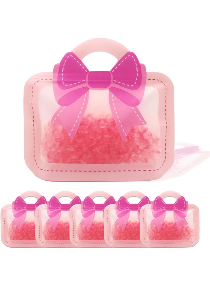 Zikra Bow Goodie Bags, 30 Pcs Pink Candy Bags with Handle Ziplock Seal, Waterproof Smell Proof, Resealable Packaging Storage Bags for Birthday, Baby Showers, Weddings Party Supplies - Image 1