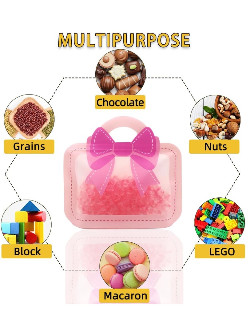 Zikra Bow Goodie Bags, 30 Pcs Pink Candy Bags with Handle Ziplock Seal, Waterproof Smell Proof, Resealable Packaging Storage Bags for Birthday, Baby Showers, Weddings Party Supplies - Image 5